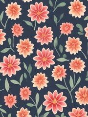 Floral Pattern on a Dark Blue Background