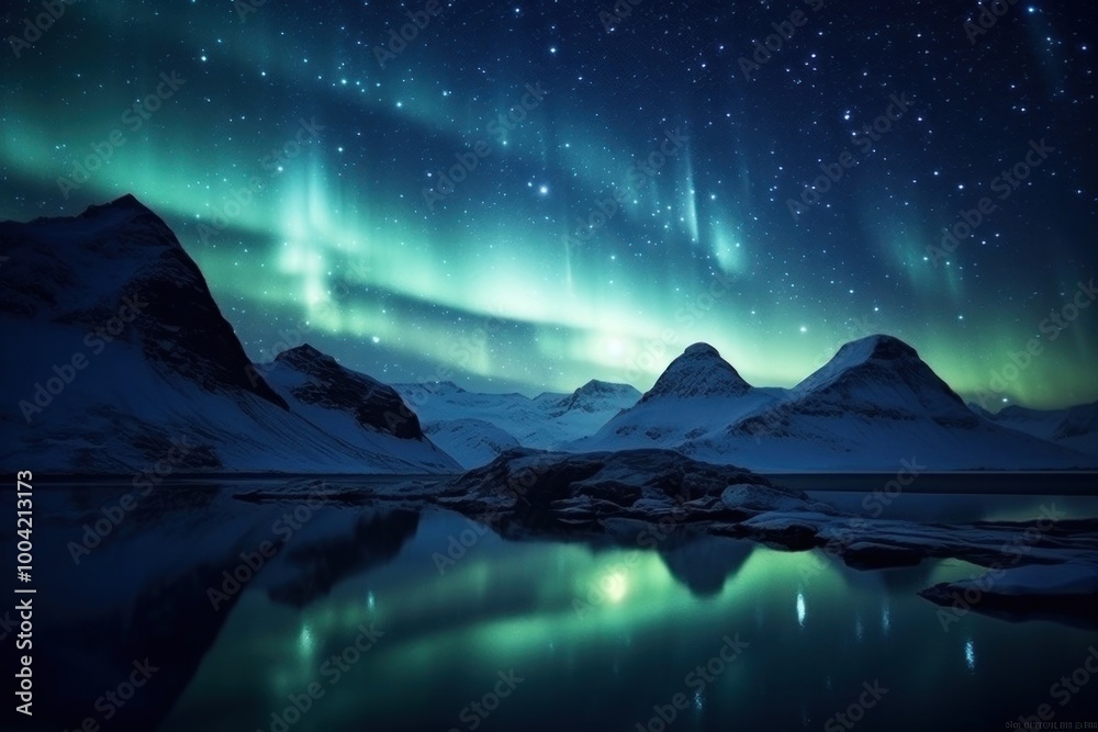 Canvas Prints Aurora landscape mountain outdoors.