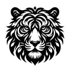 Tiger icon. Head of a tiger silhouette vector illustration.
