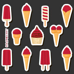 Big colorful set different types natural dessert ice cream of consisting various ingredients