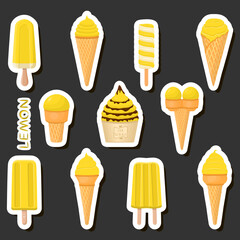 Big colorful set different types natural dessert ice cream of consisting various ingredients