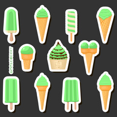 Big colorful set different types natural dessert ice cream of consisting various ingredients