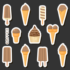 Big colorful set different types natural dessert ice cream of consisting various ingredients