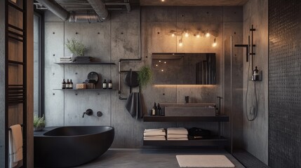 Modern Industrial Bathroom Interior Design.