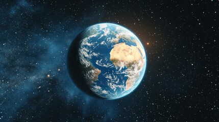 Fototapeta premium A stunning view of Earth from space, showcasing vibrant colors and intricate cloud patterns against the dark cosmos.