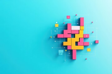 Maze with a shortcut solution, clever problemsolving, flat design illustration