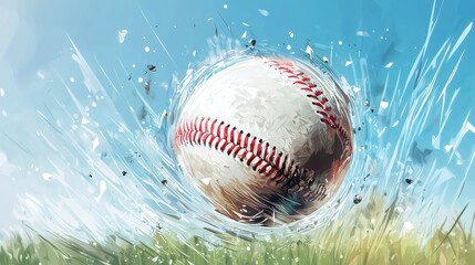 A dynamic image of a baseball splashing through water, showcasing movement and excitement in sports.