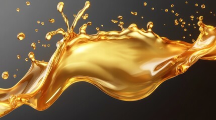 Fototapeta premium A stunning splash of golden liquid against a dark background, capturing the fluid motion and vibrant color.