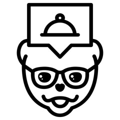 Pomeranian Dog Glasses Dish Simple Line Icon
