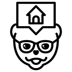 Pomeranian Dog Glasses Home Simple Line Icon