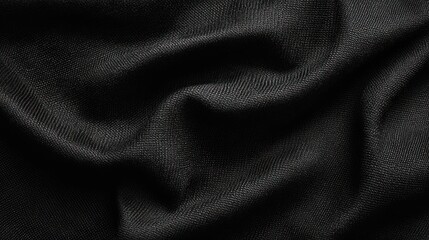 Fototapeta premium A close-up of luxurious black fabric, showcasing intricate texture and smooth drape, perfect for elegant designs.