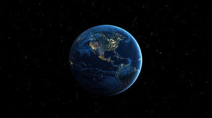 Fototapeta premium A stunning view of Earth from space, showcasing vibrant lights and the beauty of our planet.