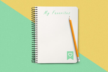 An open spiral notebook with 