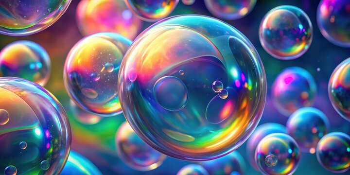 Abstract holographic bubbles background with effect for wallpaper and design projects
