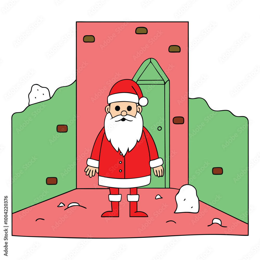 Wall mural Santa Claus in Doorway Vector Art.