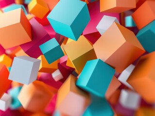 Obraz premium Colorful 3D Cubes Floating in Abstract Space