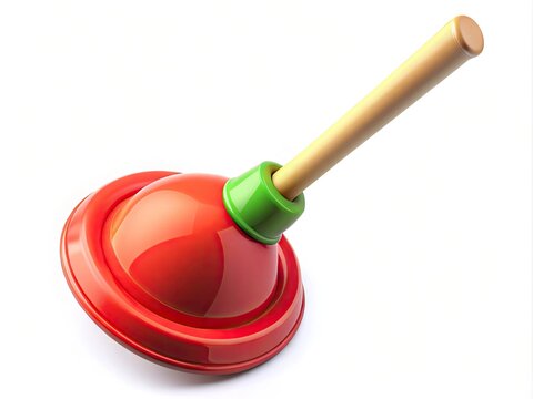 recommend clip art: 3D Render Cartoon Plunger Icon Professional Plumbing Tool for Toilet Cleaning Isolated on White