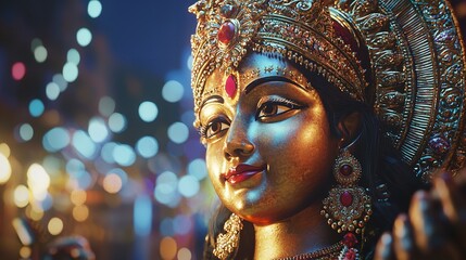 Fototapeta premium Goddess Lakshmi Statue in Hindu Temple