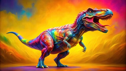 Vibrant Dada Dinosaur with Bright Colors in Abstract Art Style