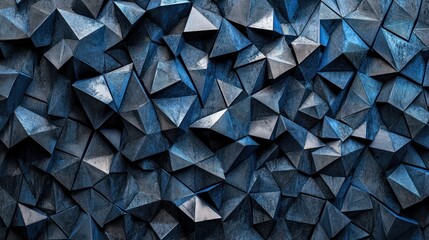 A textured surface featuring a dynamic arrangement of blue triangular shapes, creating an abstract, modern aesthetic.