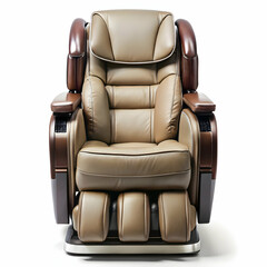 Relax in Luxury with this Brown Leather Massage Chair on white background