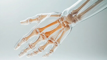 Transparent Glass Human Hand Model for Anatomical Study