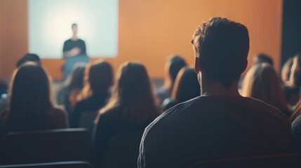 Audience listening to a presentation