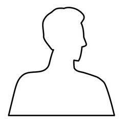 Man head line icon. Male profile picture illustration. Human linear avatar. Vector isolated on white.