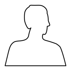 Man head line icon. Male profile picture illustration. Human linear avatar. Vector isolated on white.