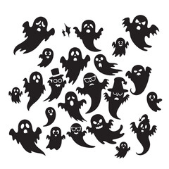 Set of Halloween ghost silhouettes