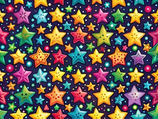 Adorable Vector Pattern Featuring Colorful Stars for Playful and Whimsical Designs and Projects