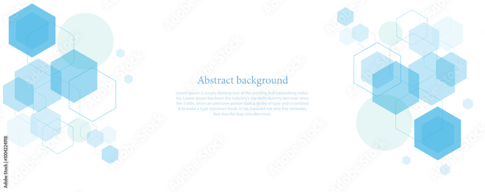 Wall mural geometric abstract background with blue and green hexagons. structure molecule and communication. sc