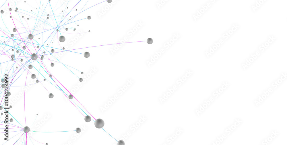 Poster Abstract plexus blue geometry background. Digital technology network connection concept. 3D rendered illustration