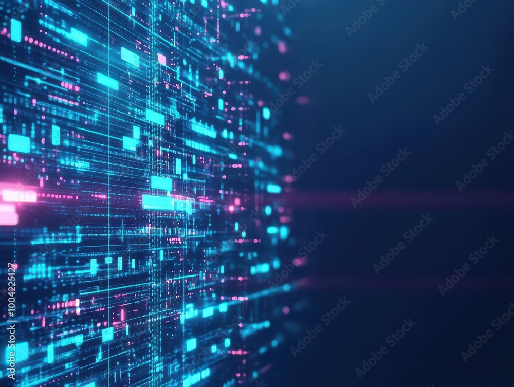 Leinwandbilder shaded hologram projection, abstract digital patterns, futuristic data visualization
