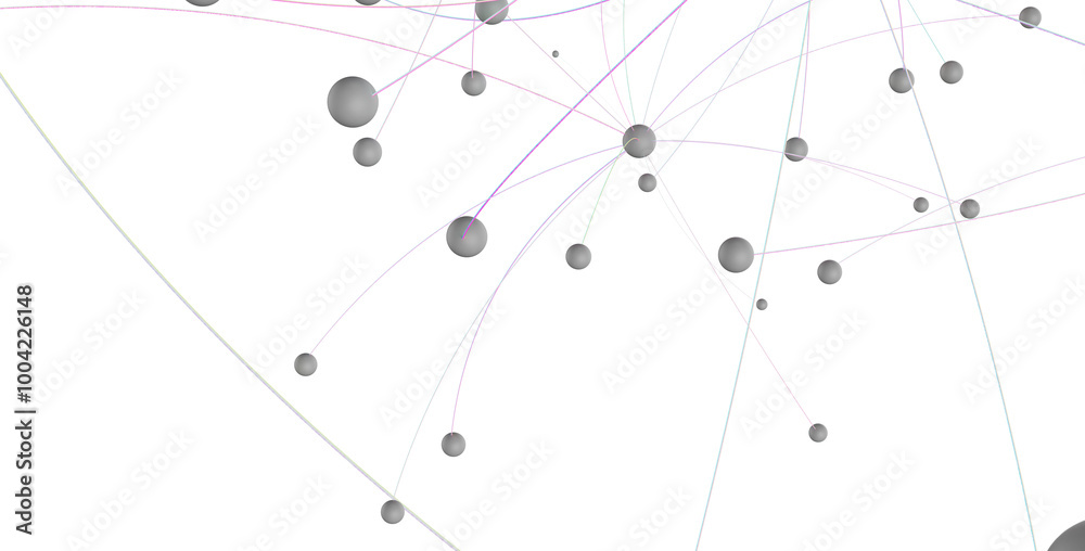 Fototapete Abstract plexus blue geometry background. Digital technology network connection concept. 3D rendered illustration