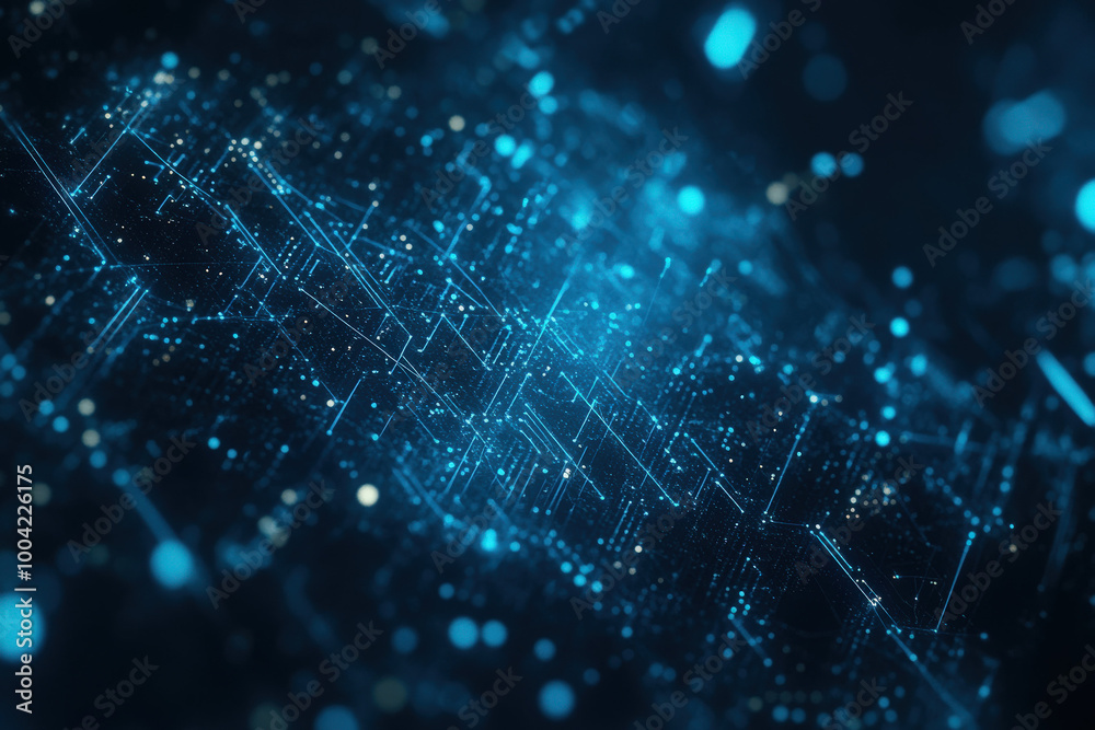 Poster exploring the vibrant world of digital connections in a mesmerizing blue abstract representation of 