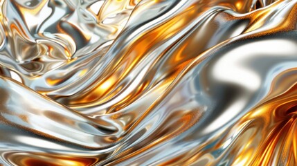 Shimmering Silver and Gold Fabric Wave