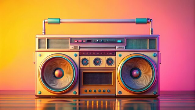 90s style boombox cassette player with retro design for nostalgic music lovers
