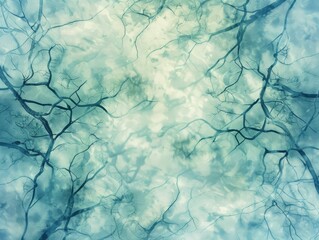 Fototapeta premium Ethereal Blue Background with Tree Branch Silhouettes