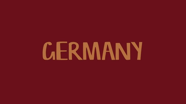 Germany text typography animated moving footage. Germany country name video footage content. 
