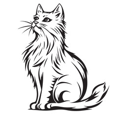 Norwegian Forest Cat Stock Illustrations isolated on white background.