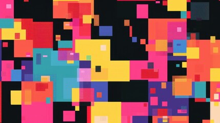 Colorful Abstract Geometric Shapes on Black Background