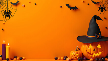 halloween background with pumpkin and bats