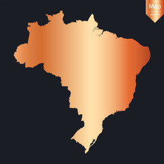 Abstract - High Detailed Copper Map of Brazil. Vector illustration eps10.	
