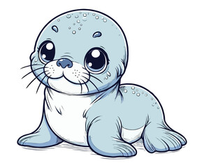 Baby Sea Lion color on a white background