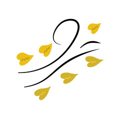 Doodle autumn leaves blowing in the wind
