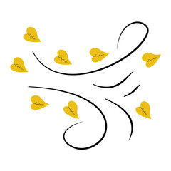 Doodle autumn leaves blowing in the wind