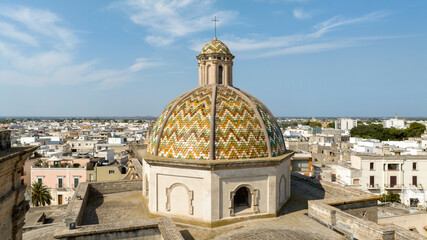 Closeup of the dome decorated with ceramics of the Church of Santa Maria di Costantinopoli located...