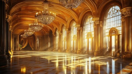 Obraz premium Golden Hallway of a Grand Palace