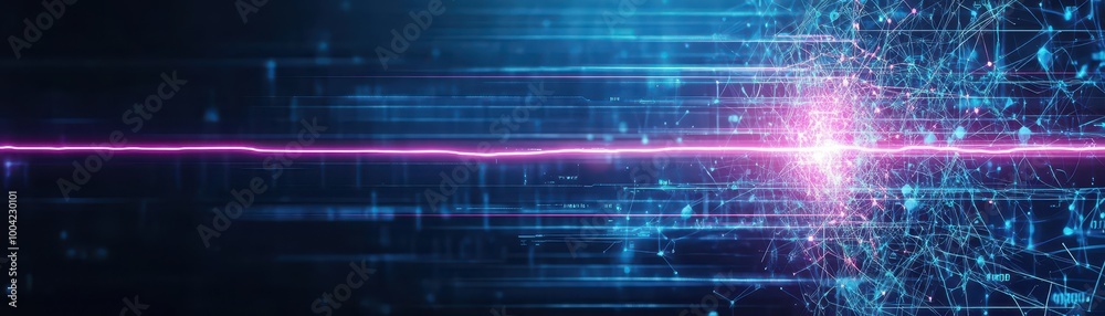 Aufkleber visualization of charged particles in an electrostatic field, bright neon lights, futuristic design,